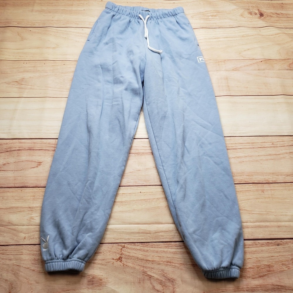 Playboy By PacSun Pants Womens XS Blue Jogger Tapered Drawstring Elastic Fleece